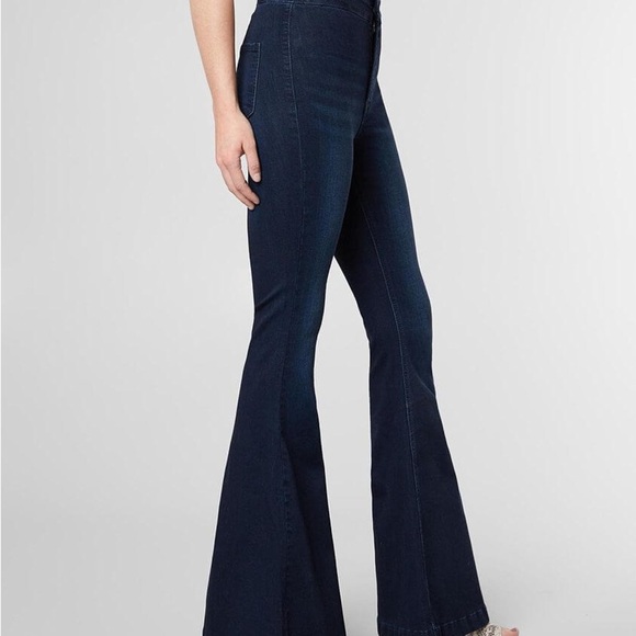 NWT KanCan High-Waisted Flare Jeans - Dark Blue - Picture 3 of 7